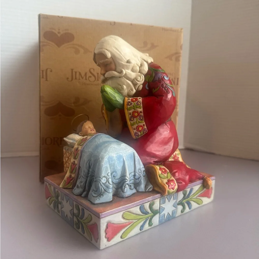 Jim Shore Heartwood Creek Santa with Baby Jesus Statue - Picture 1 of 10
